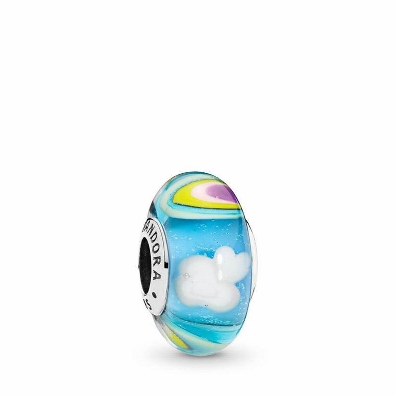 Pandora Iridescent Rainbow Charm - Sterling Silver/Glass/Blue - Canada | DS4347LB